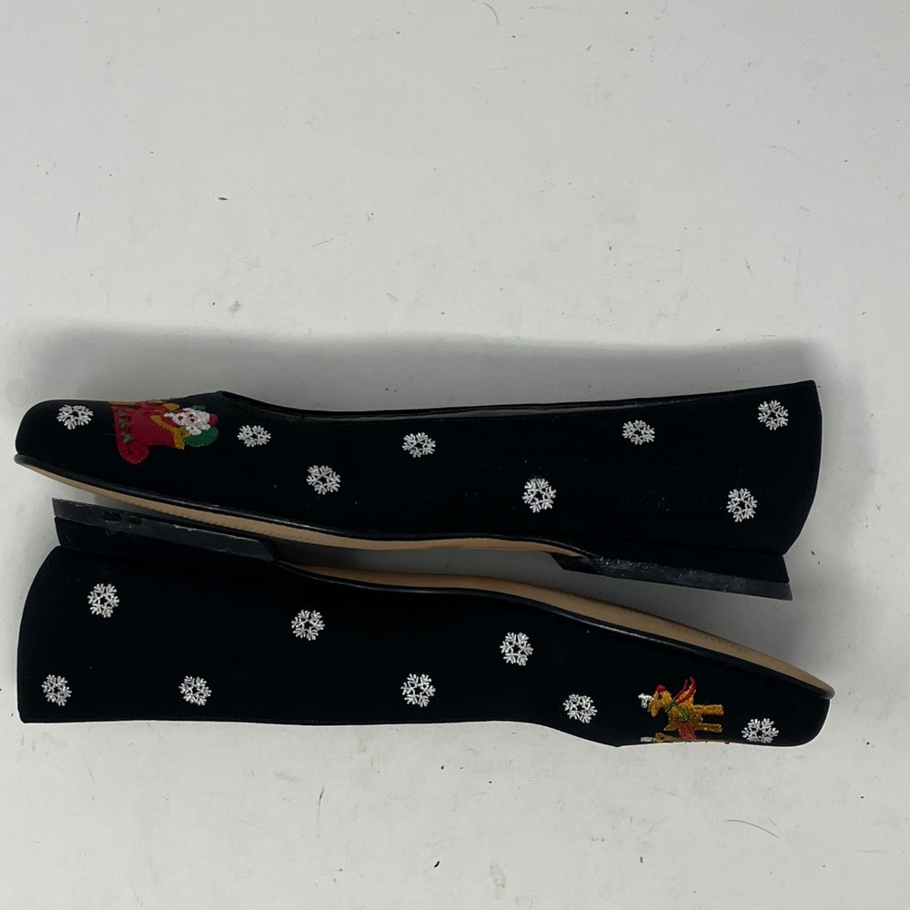 Ros Hommerson Christmas Flats 7.5N Sleigh & Reindeer Embroidery/Holiday Velvet - Picture 3 of 16